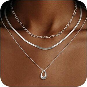 Christmas gift Silver Style 01 plated layered necklaces women dainty choker set